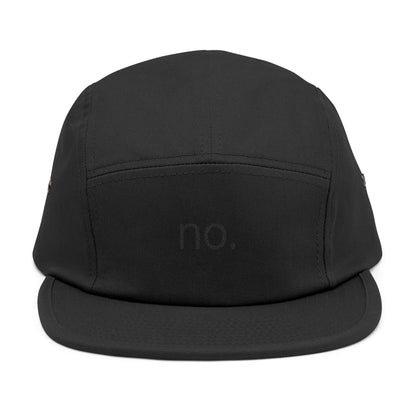 no. – 5 Panel Cap in Black/Black