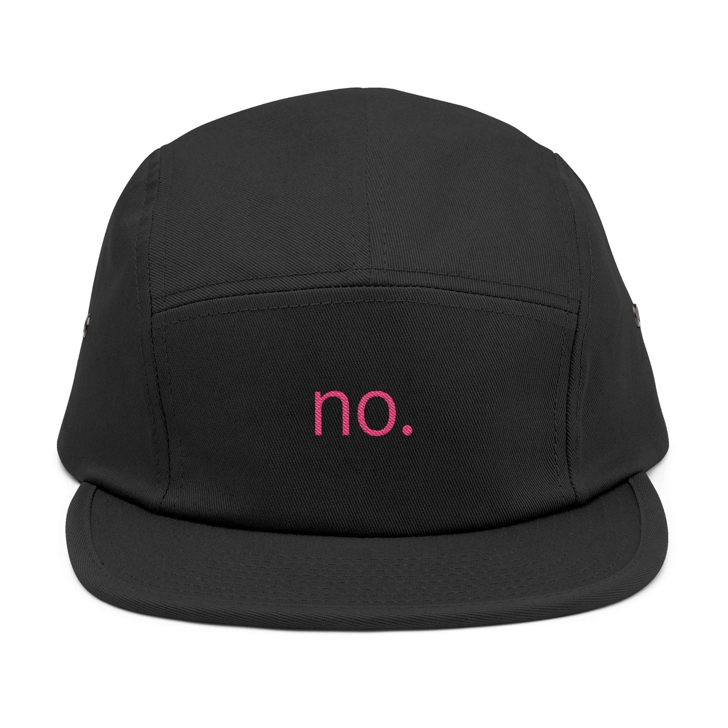 no. – 5 Panel Cap in Pink/Black